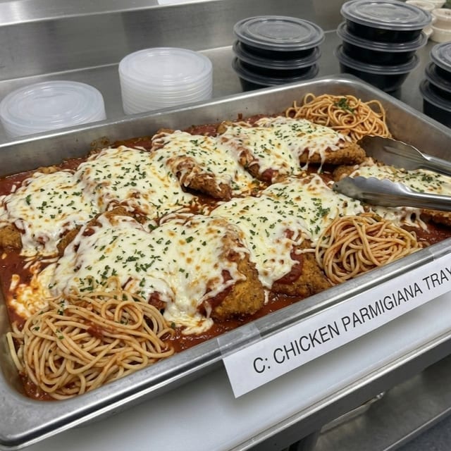 C: Chicken Parmigiana Tray.