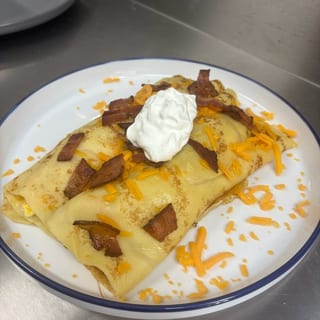 Bacon, Egg & Cheddar Crepe (2pc)